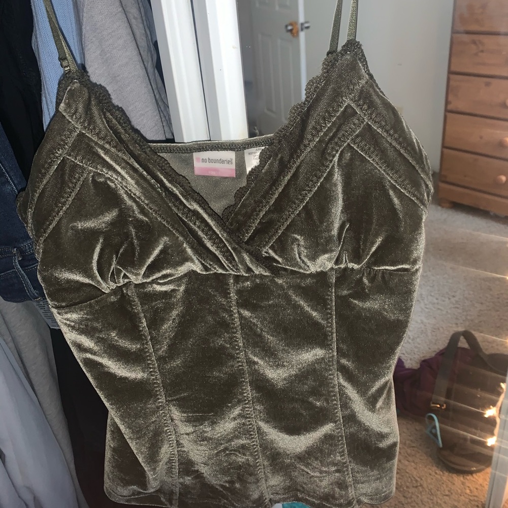 Green Velvet Tank Top